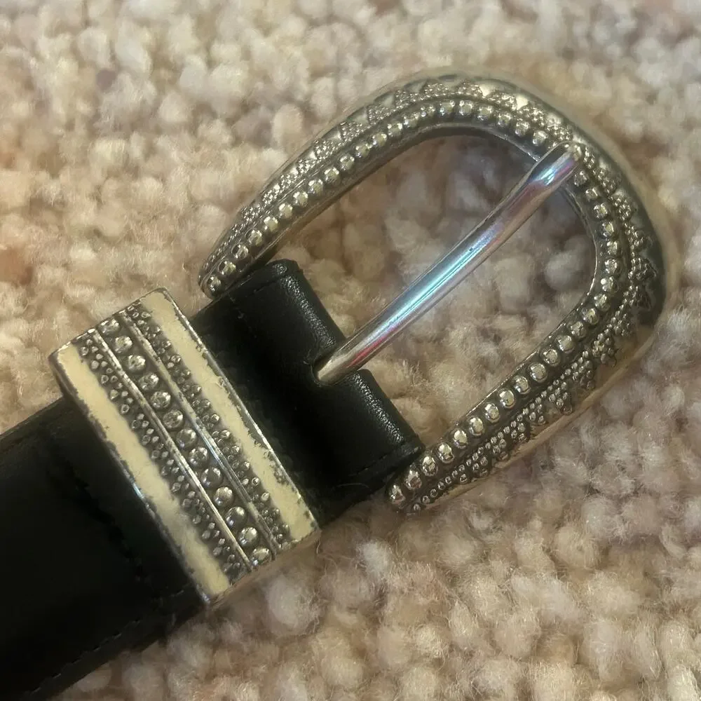 Vintage 1994 Silver Buckle Brighton Salina Taper Belt Western Style